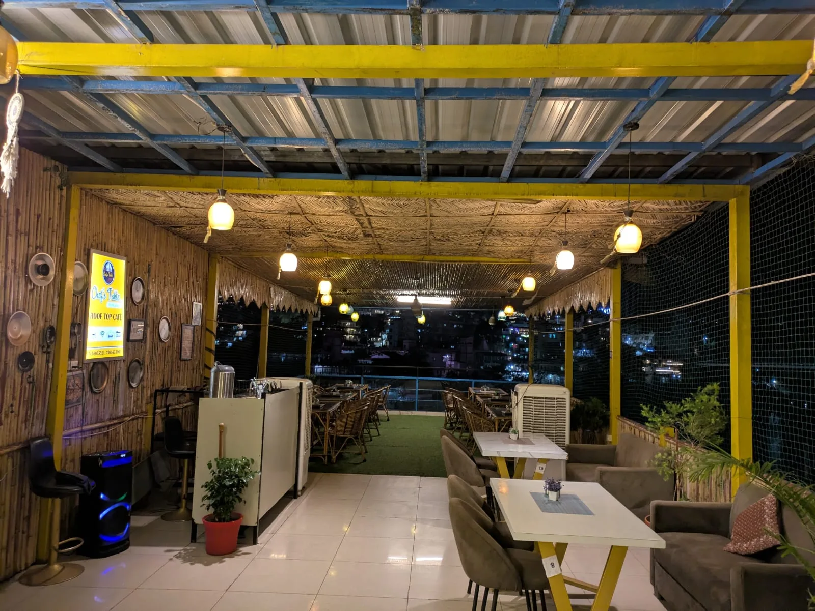 Rooftop seating with Ganga views